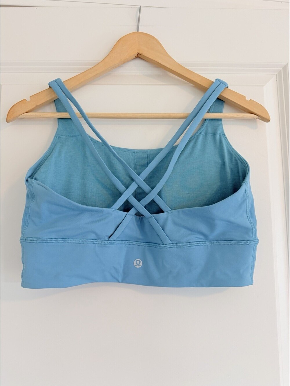 Lululemon Energy Bra Longline Sports Blue Size 10 Strappy Cross-Back Pilates Gym